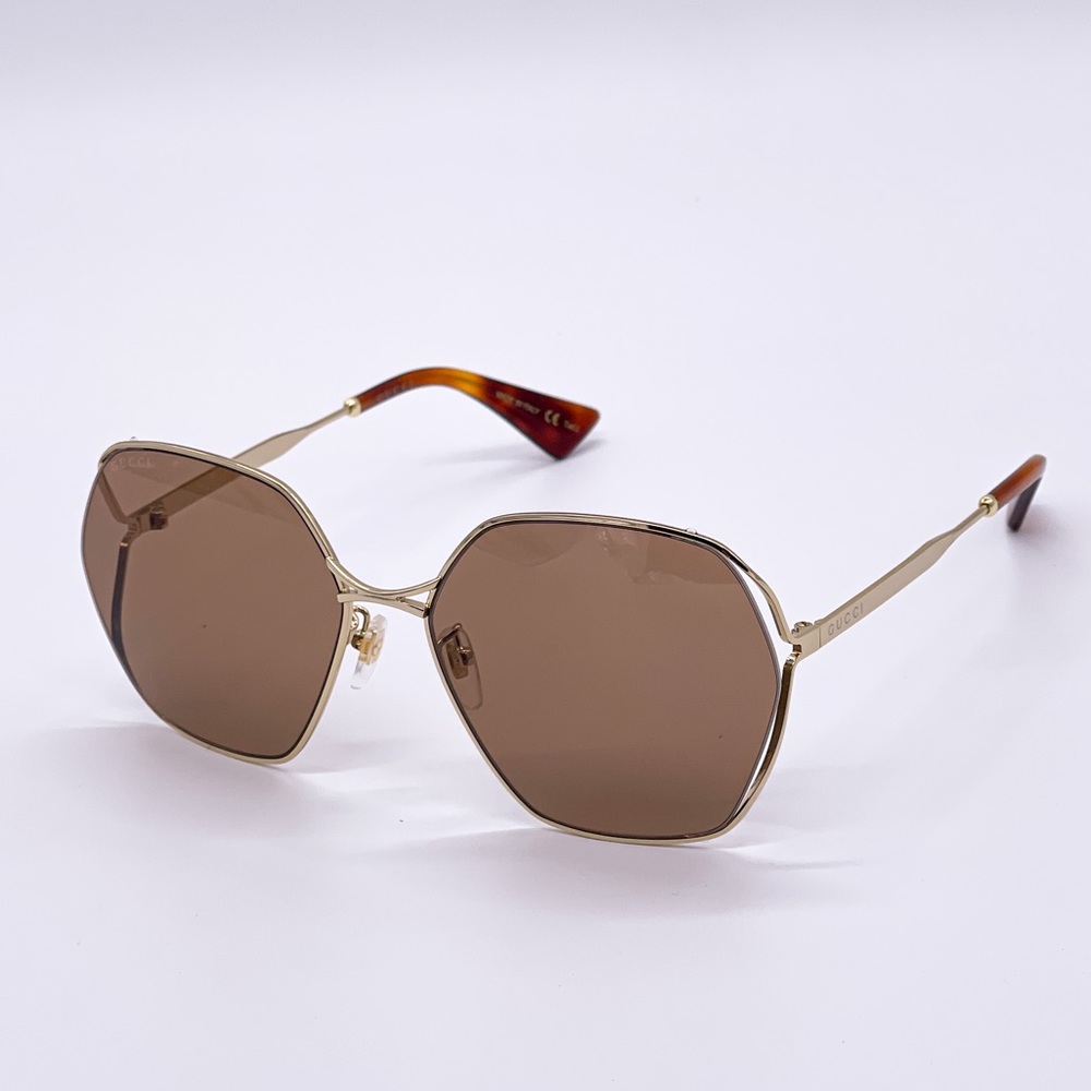 NEW GUCCI GG0818SA 002 WOMEN’S SUNGLASSES GUCCI GG0818S BROWN - Picture 4 of 14